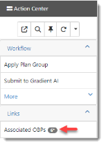 Benefits Batch Action Center Associated OBPs Link