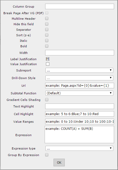Advanced field settings
