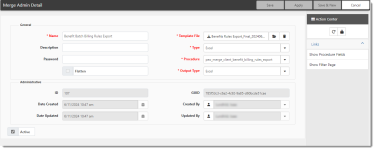 Benefit Billing Rules Export - Merge Admin Detail Record