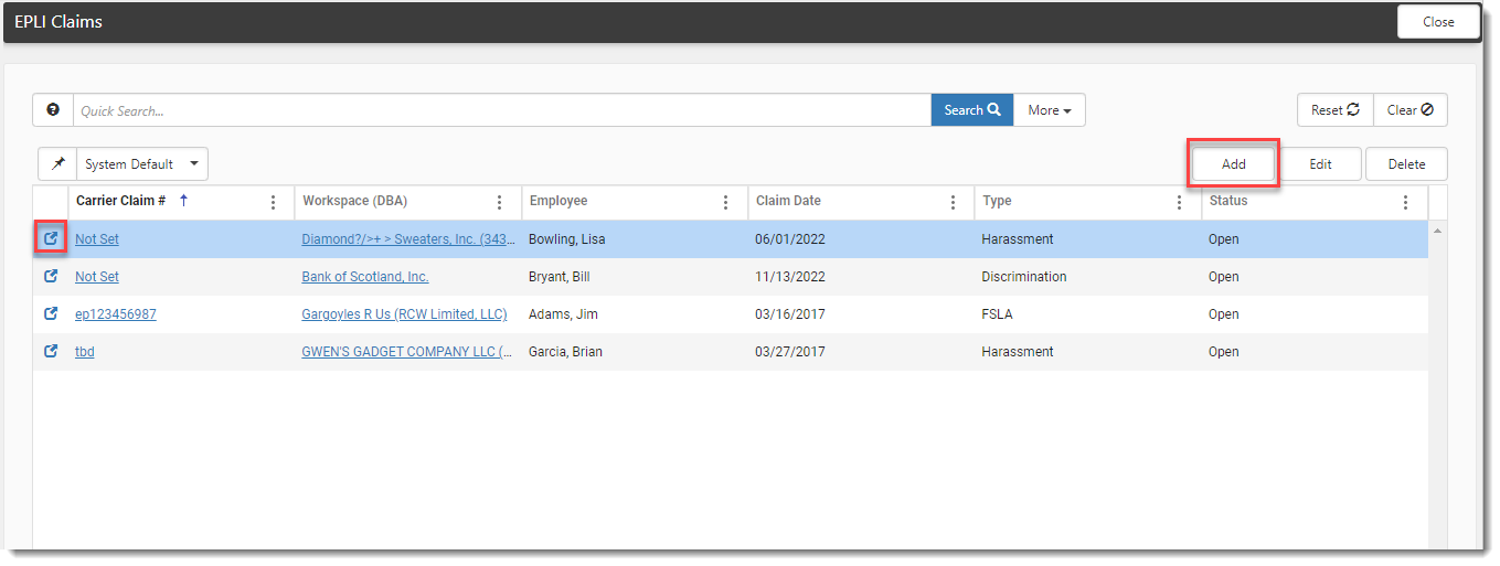 EPLI Claims Dashboard