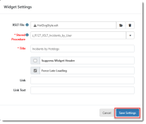 Widget Settings Example for Query Widget