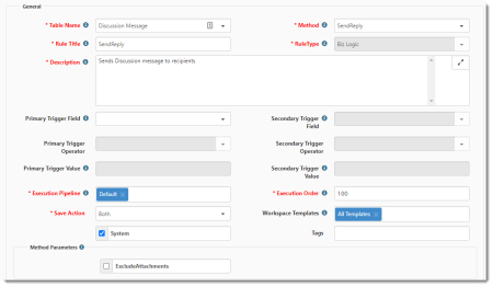 Rule Details window showing SendReply Method Configuration