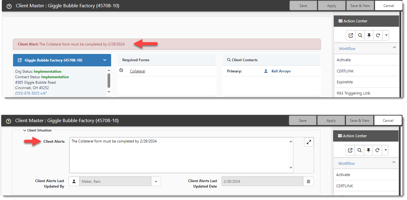 Client Alert Widget 