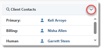 Client Contacts Widget with Additional Contacts Displayed
