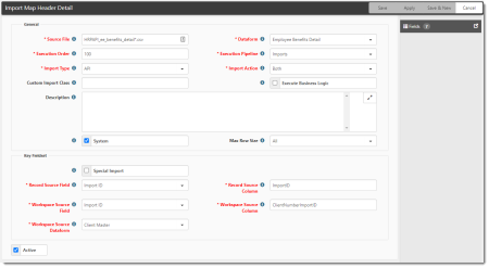 Employee Benefits Import Map Header for Initial Import