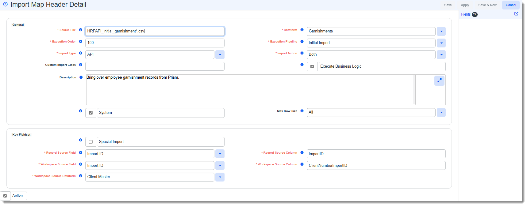 Employee Benefits Import Map Header for Ongoing Imports