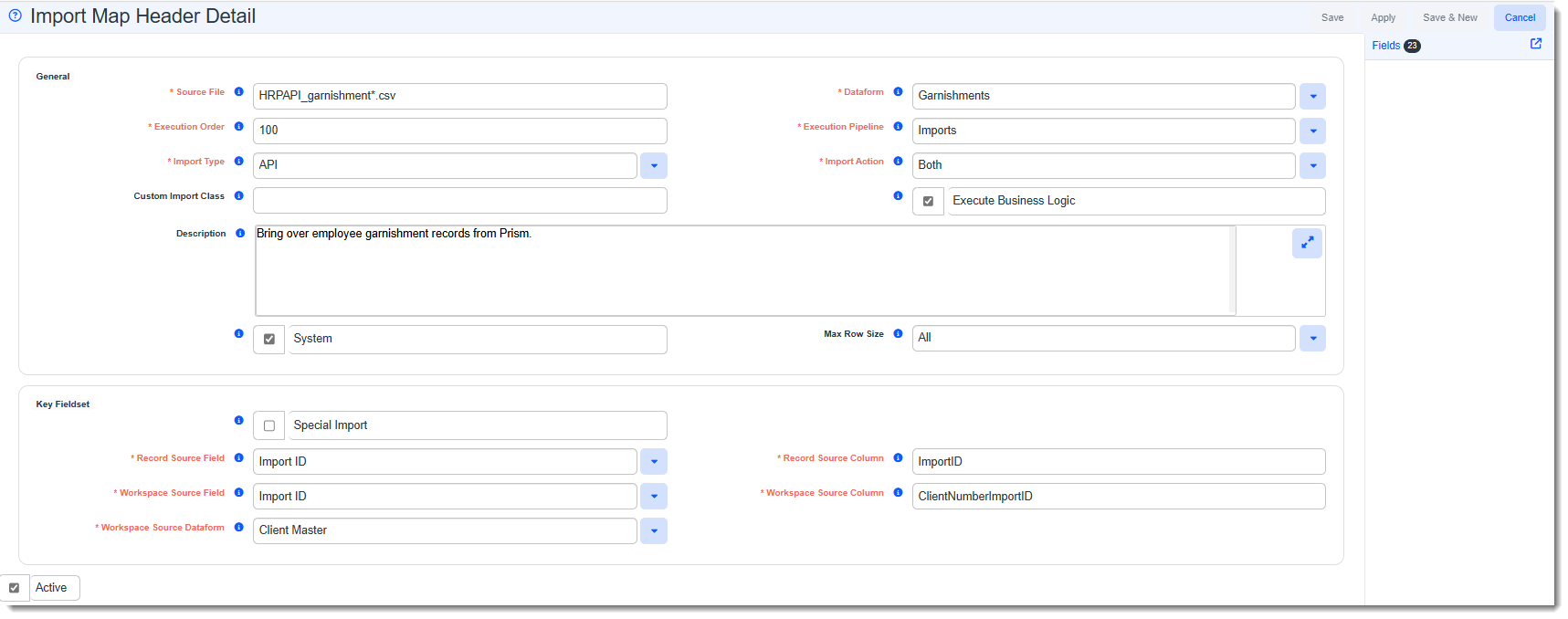Employee Benefits Import Map Header for Ongoing Imports