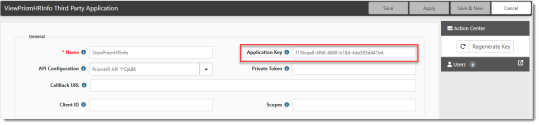 TPA Form with Generated Application Key