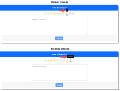 Survey Rating Default and Modified Decode Examples