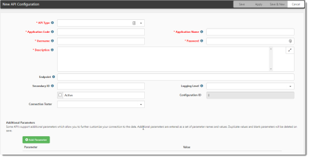 New API Configuration Window